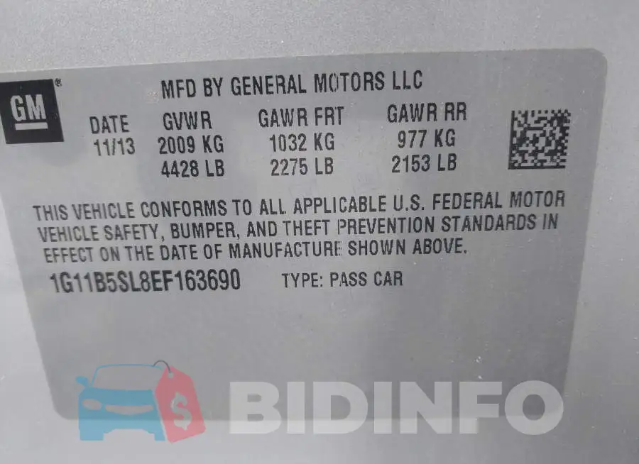 1G11B5SL8EF163690 Photo# 9