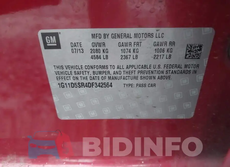 1G11D5SR4DF342564 Photo# 9