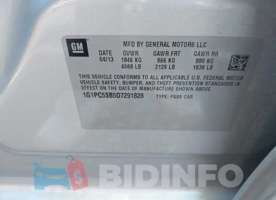 1G1PC5SB5D7291828 Photo# 9