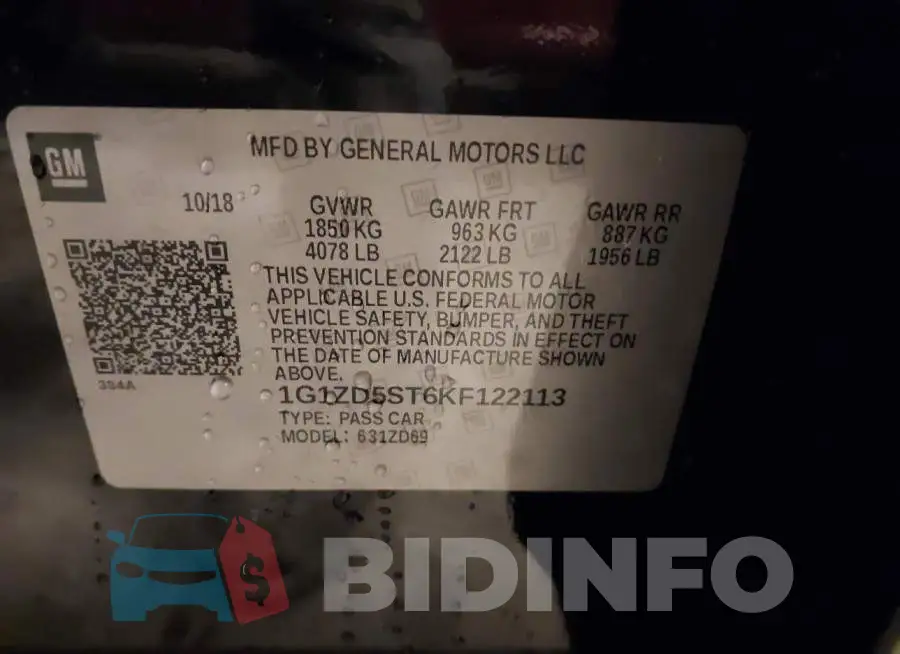 1G1ZD5ST6KF122113 Photo# 9