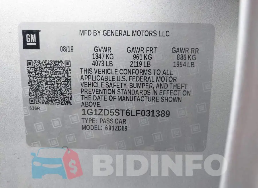 1G1ZD5ST6LF031389 Photo# 9