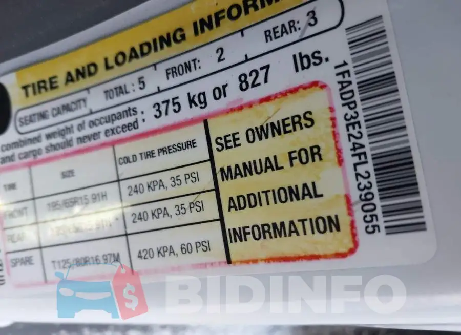 1FADP3E24FL239055 Photo# 9