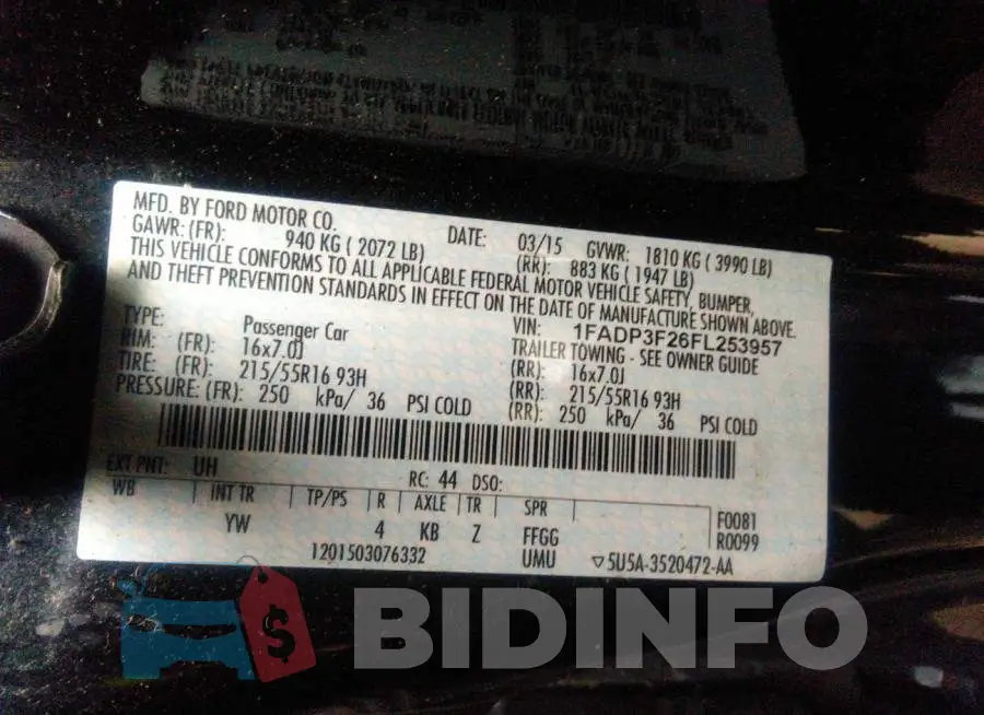 1FADP3F26FL253957 Photo# 9