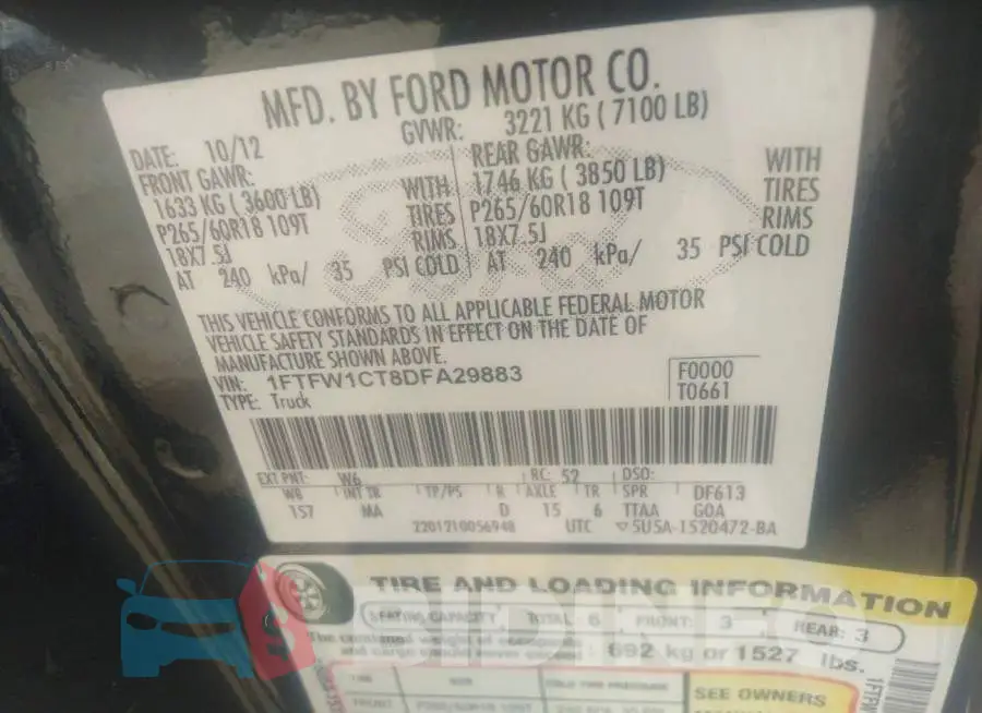 1FTFW1CT8DFA29883 Photo# 9