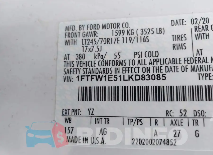 1FTFW1E51LKD83085 Photo# 9