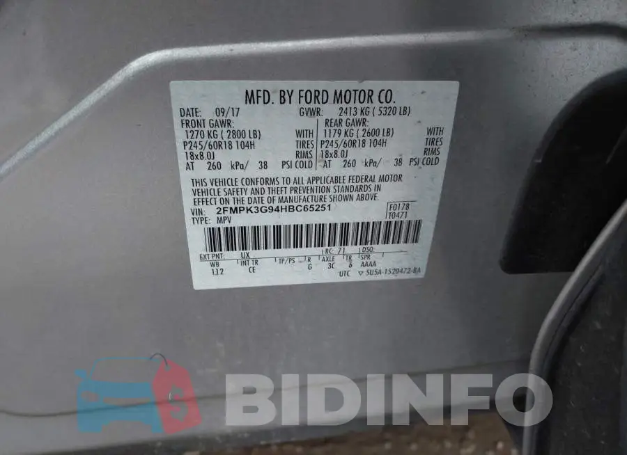 2FMPK3G94HBC65251 Photo# 9