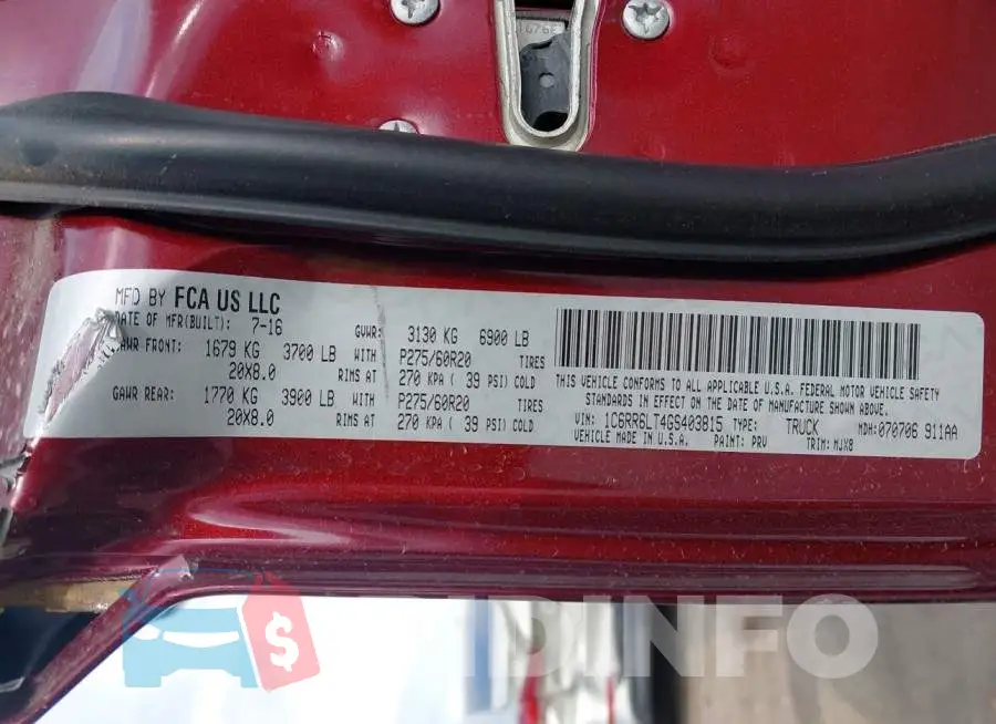 1C6RR6LT4GS403815 Photo# 9