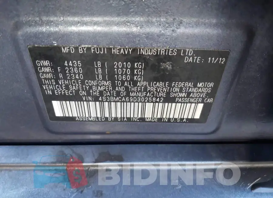 4S3BMCA69D3025842 Photo# 9