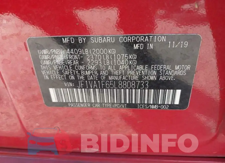JF1VA1F65L8808733 Photo# 9