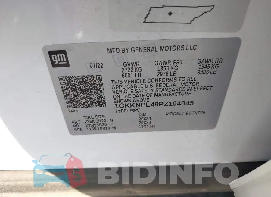 1GKKNPL49PZ104045 Photo# 9