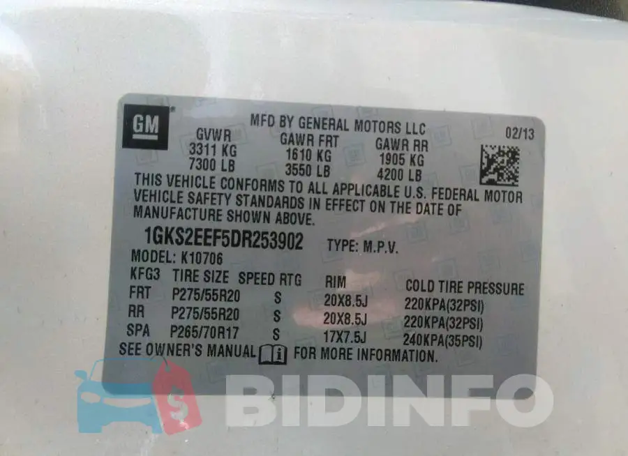 1GKS2EEF5DR253902 Photo# 9