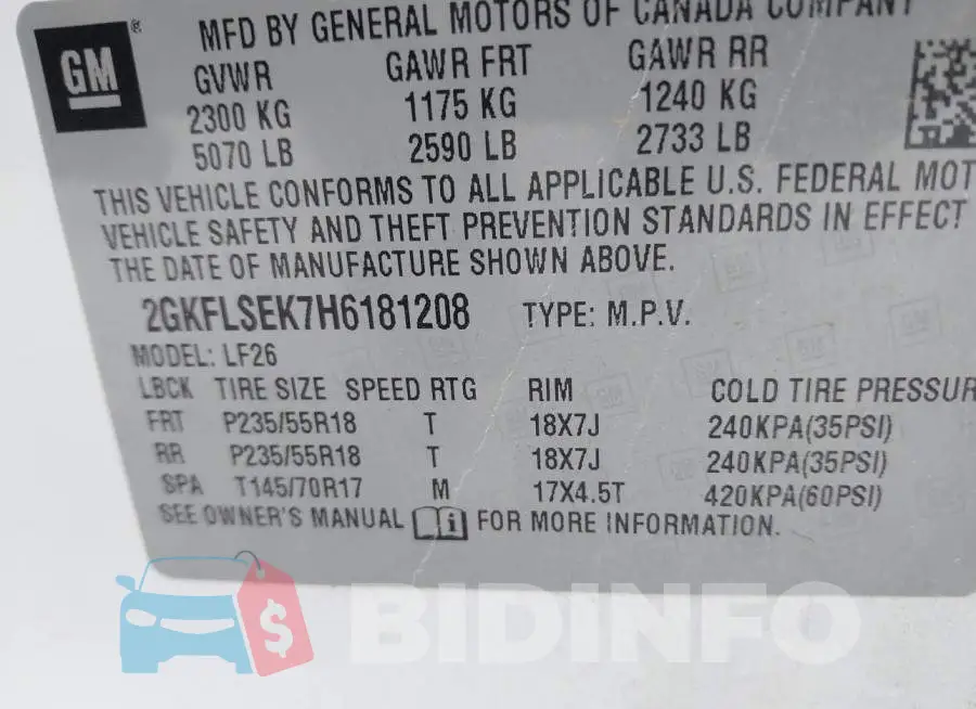 2GKFLSEK7H6181208 Photo# 9