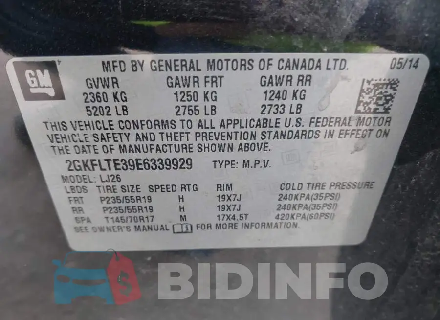 2GKFLTE39E6339929 Photo# 9