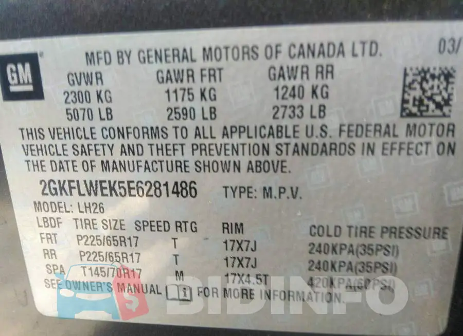 2GKFLWEK5E6281486 Photo# 9