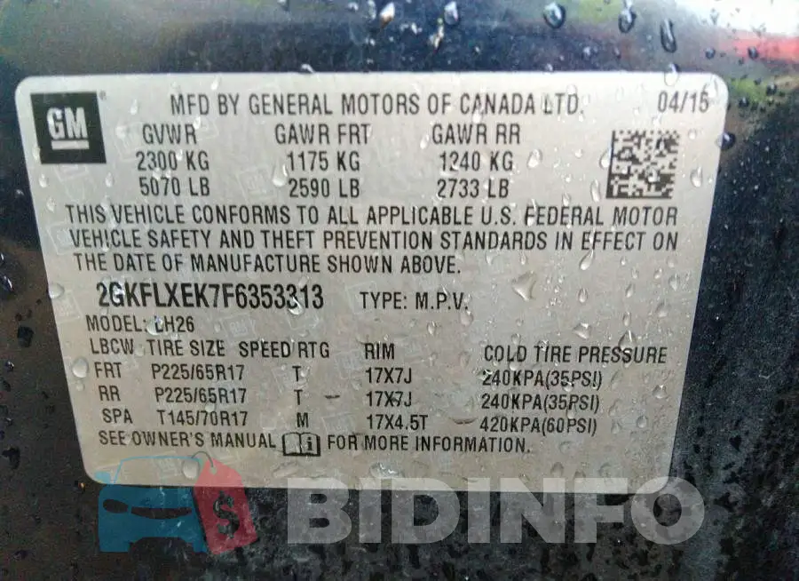 2GKFLXEK7F6353313 Photo# 9