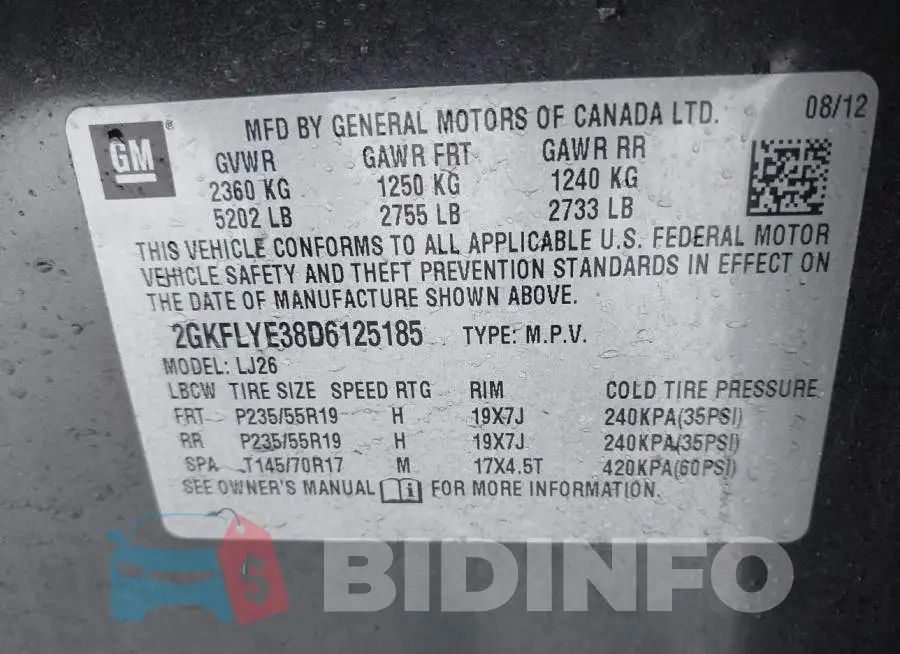 2GKFLYE38D6125185 Photo# 9
