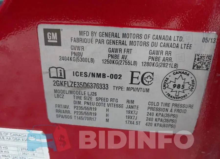 2GKFLZE35D6376333 Photo# 9