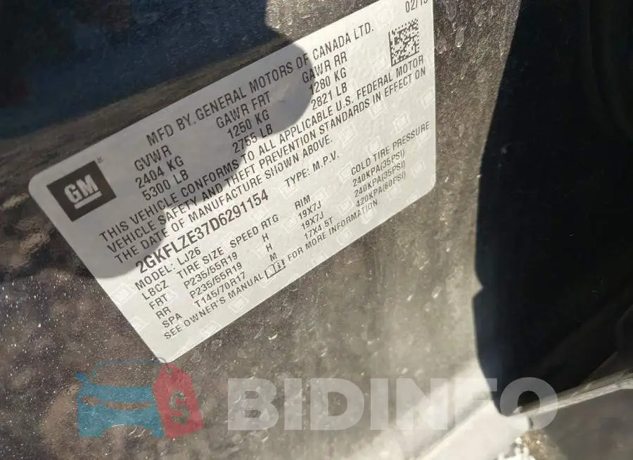 2GKFLZE37D6291154 Photo# 9
