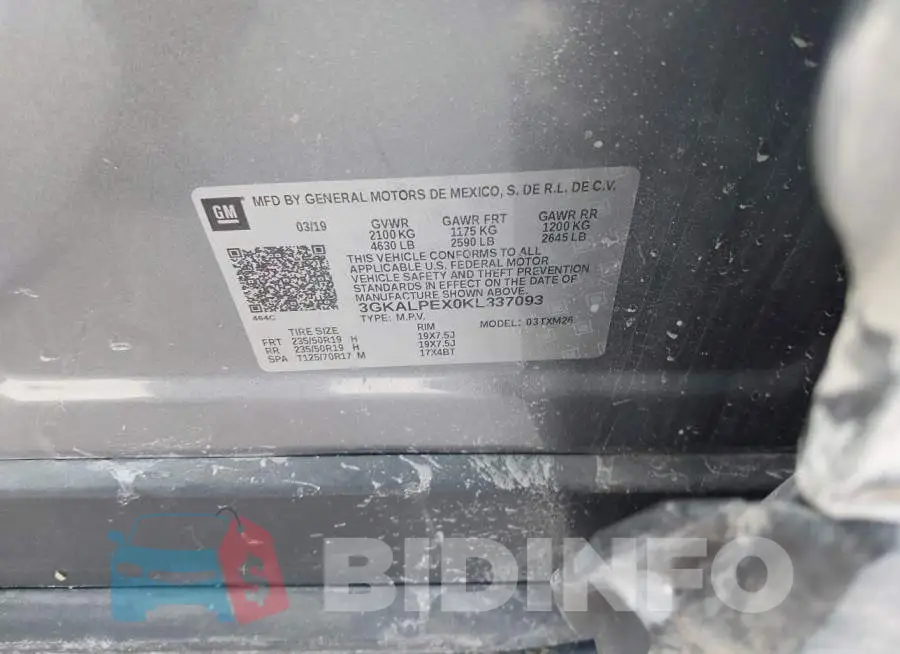 3GKALPEX0KL337093 Photo# 9