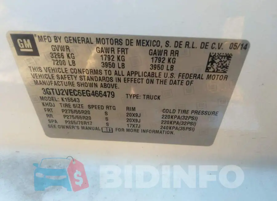3GTU2VEC6EG466479 Photo# 9