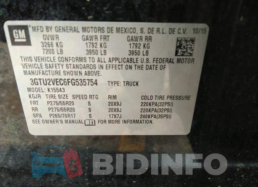 3GTU2VEC6FG535754 Photo# 9