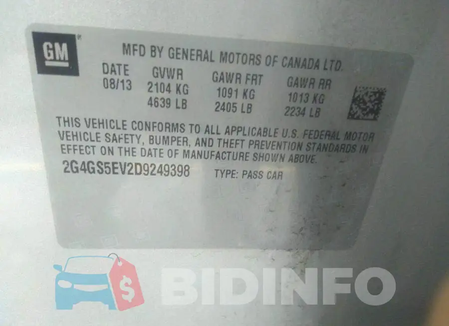 2G4GS5EV2D9249398 Photo# 9