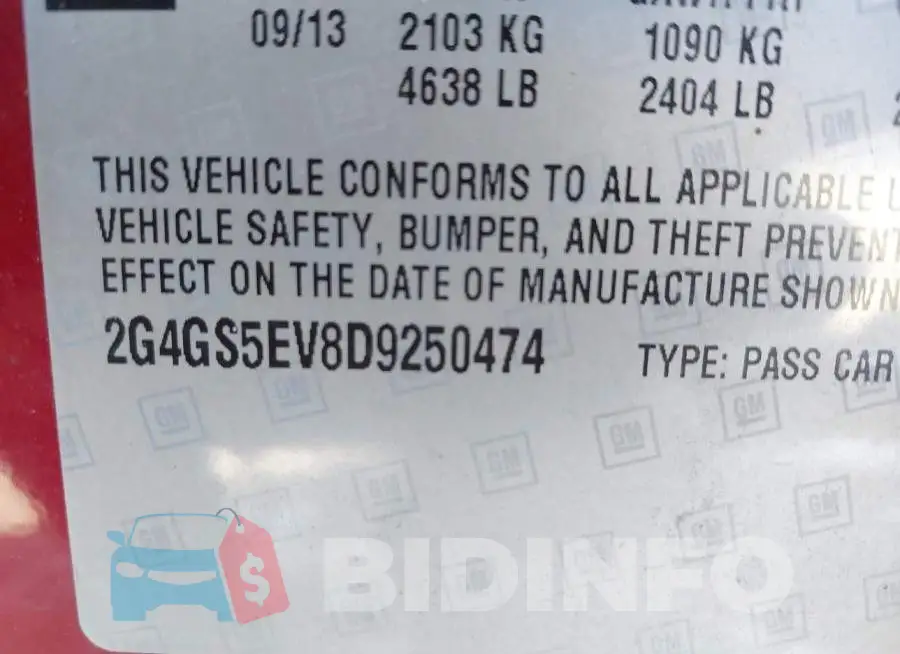 2G4GS5EV8D9250474 Photo# 9