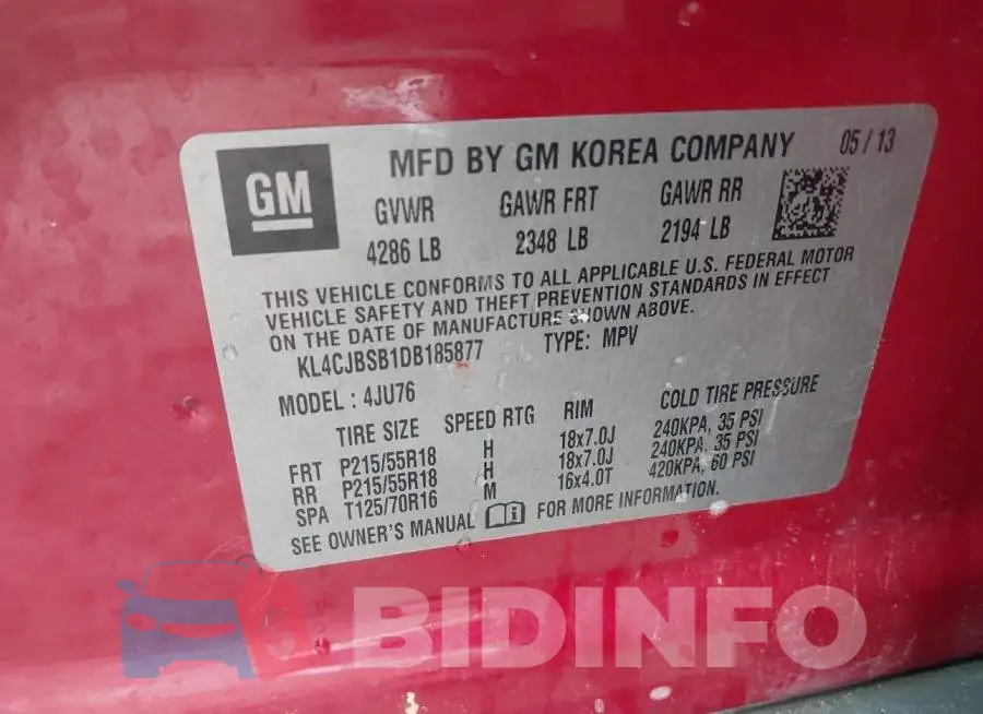 KL4CJBSB1DB185877 Photo# 9