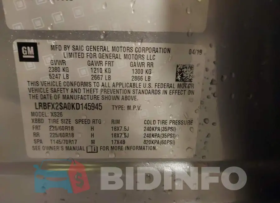 LRBFX2SA0KD145945 Photo# 9