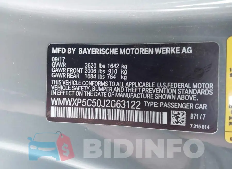 WMWXP5C50J2G63122 Photo# 9