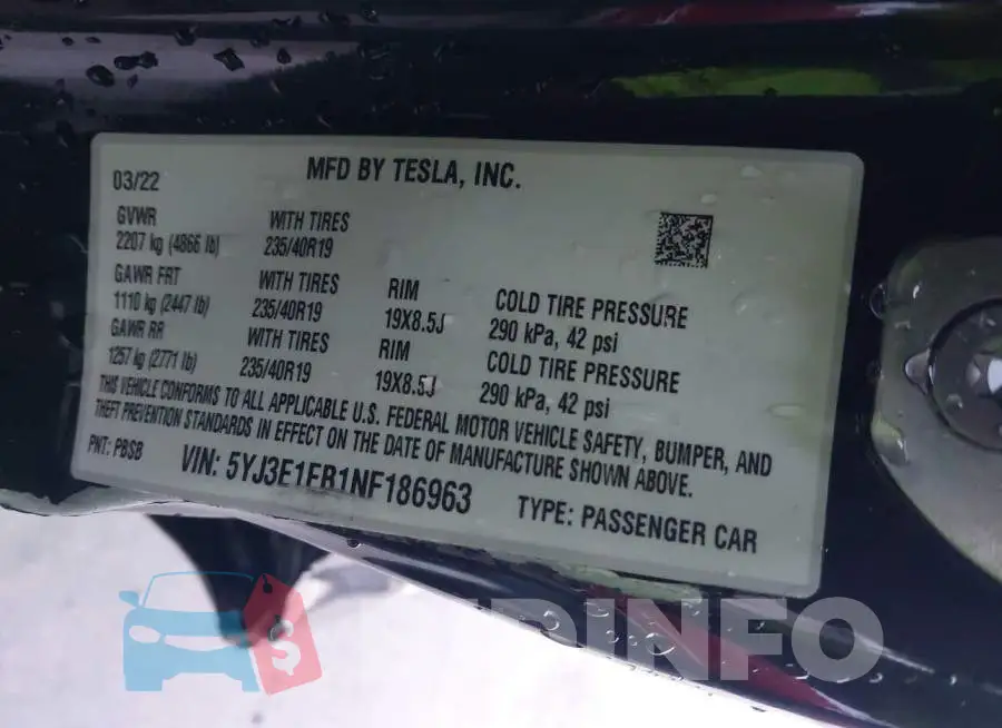 5YJ3E1EB1NF186963 Photo# 9