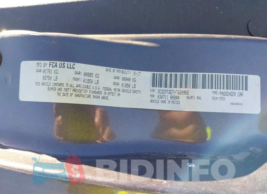 3C3CFFGE7HT620962 Photo# 8