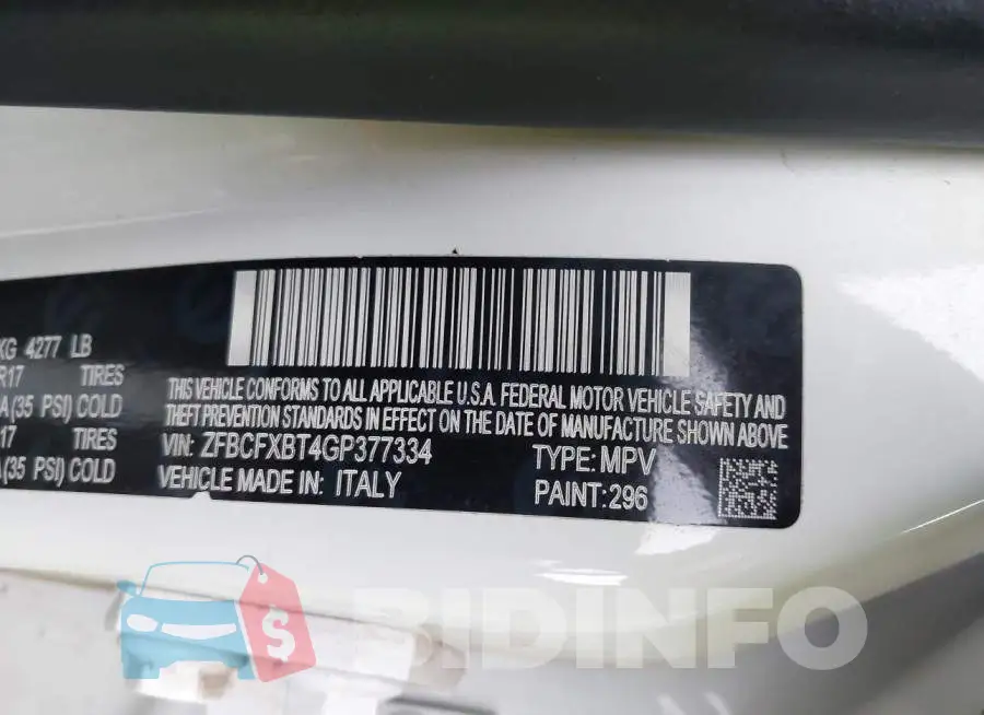 ZFBCFXBT4GP377334 Photo# 9