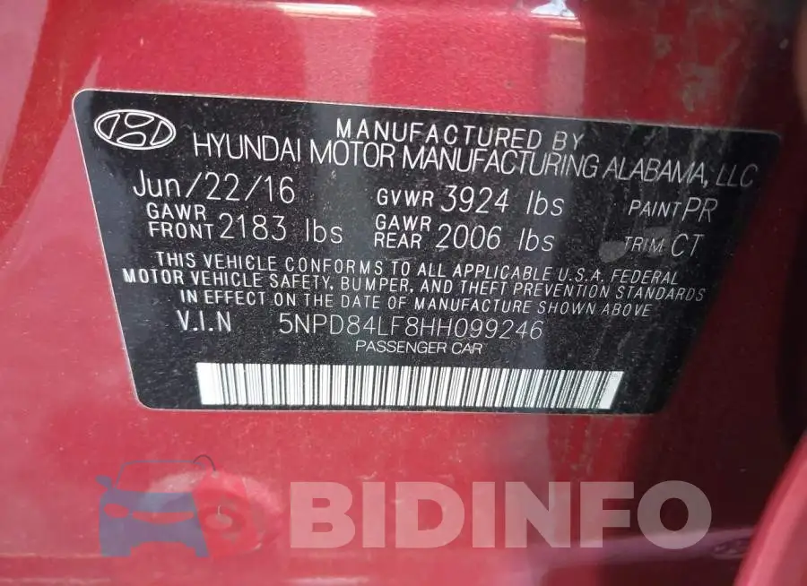 5NPD84LF8HH099246 Photo# 9