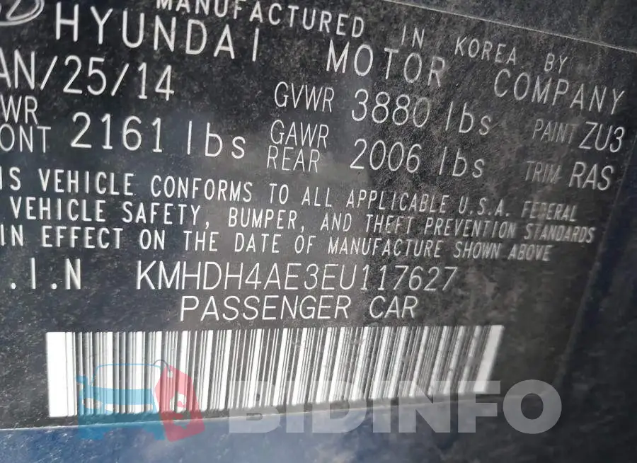 KMHDH4AE3EU117627 Photo# 9