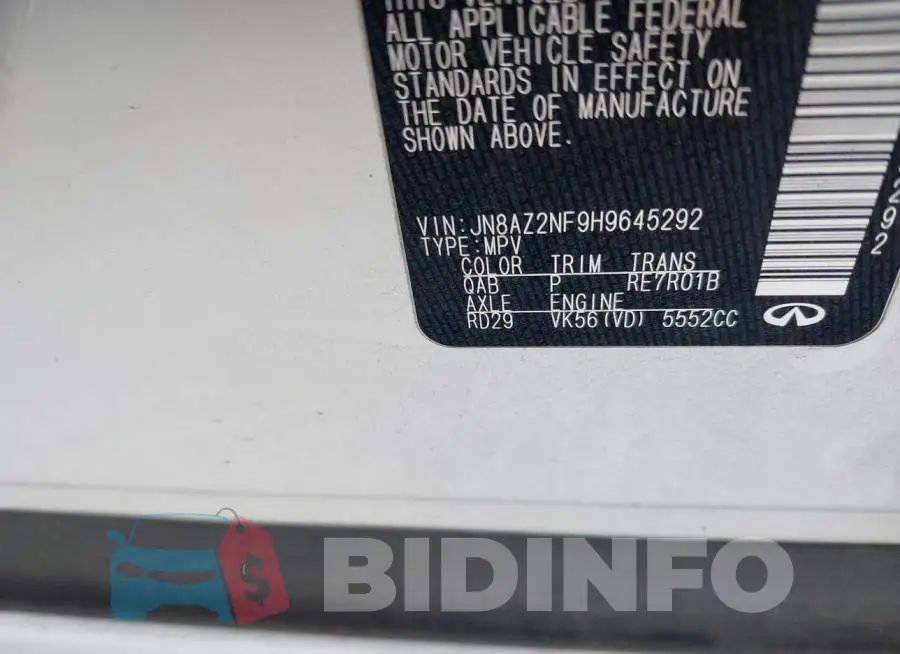JN8AZ2NF9H9645292 Photo# 9