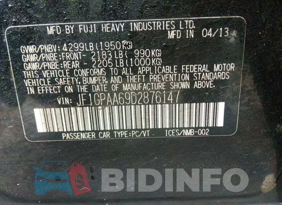 JF1GPAA69D2876147 Photo# 9