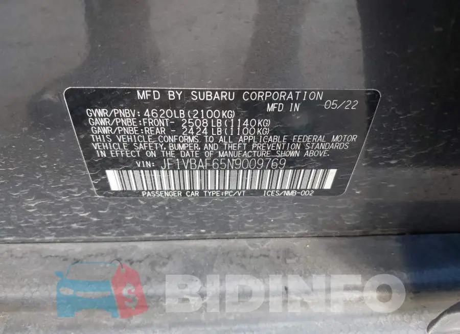 JF1VBAF65N9009769 Photo# 9