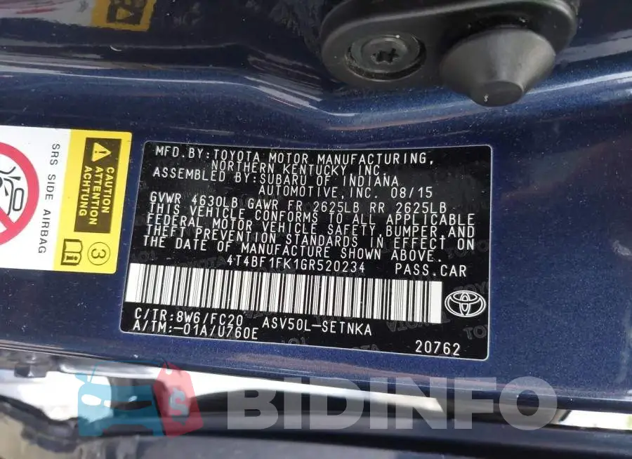 4T4BF1FK1GR520234 Photo# 9