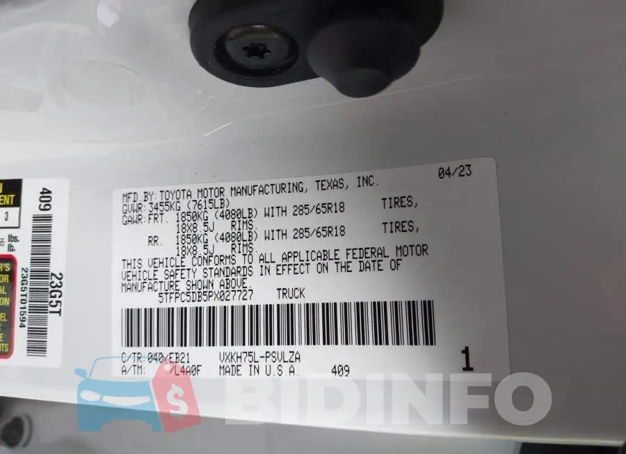 5TFPC5DB5PX027727 Photo# 9