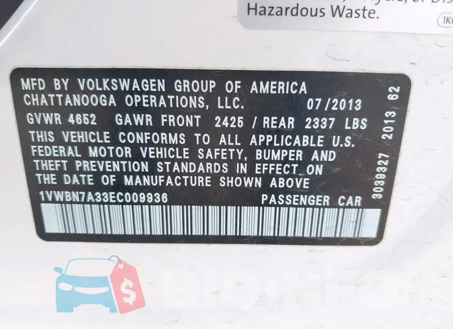 1VWBN7A33EC009936 Photo# 9