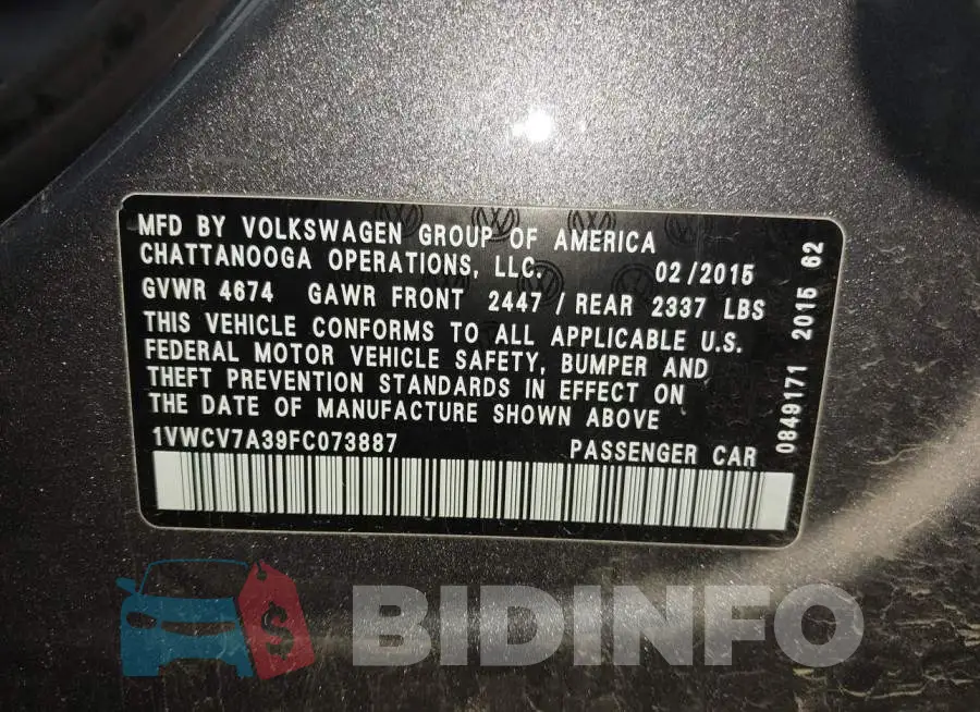 1VWCV7A39FC073887 Photo# 9