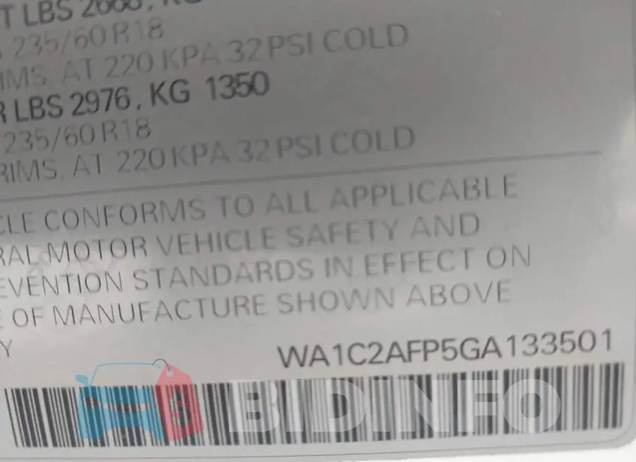 WA1C2AFP5GA133501 Photo# 9