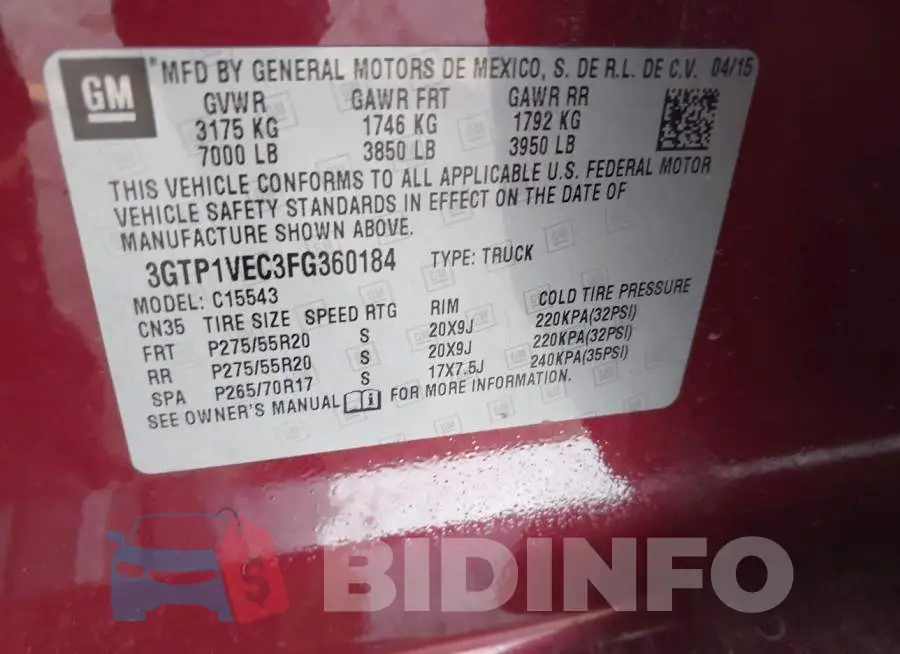 3GTP1VEC3FG360184 Photo# 9