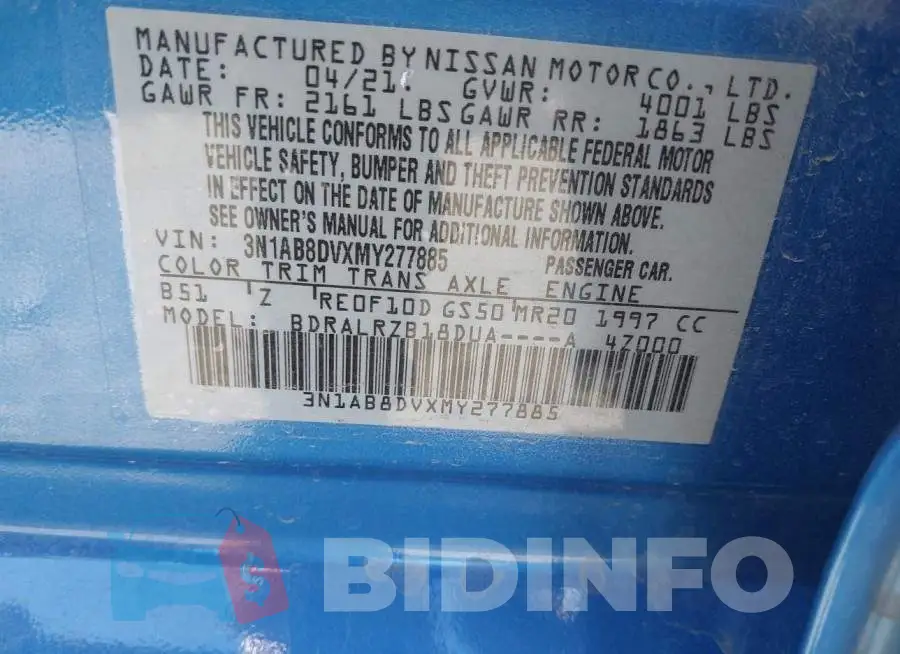 3N1AB8DVXMY277885 Photo# 9