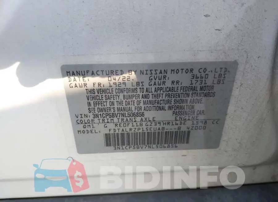 3N1CP5BV7NL506856 Photo# 9