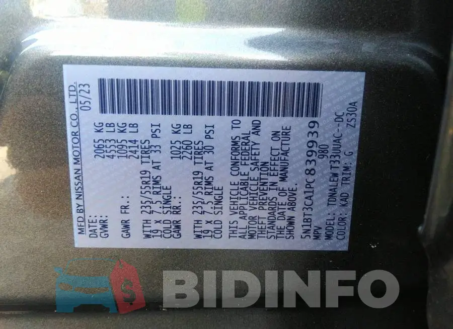 5N1BT3CA1PC839939 Photo# 9