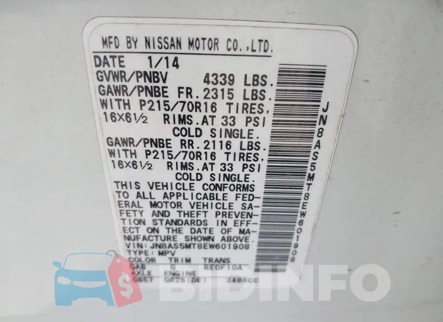 JN8AS5MT8EW601908 Photo# 9