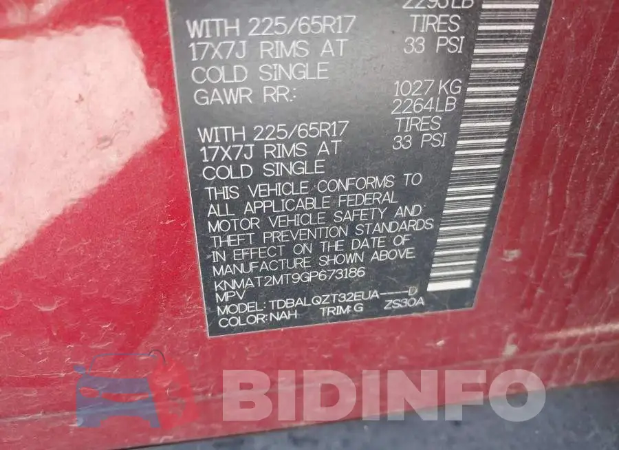 KNMAT2MT9GP673186 Photo# 9