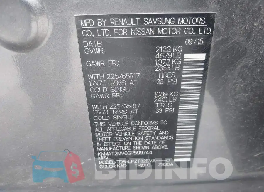 KNMAT2MV6GP599744 Photo# 9